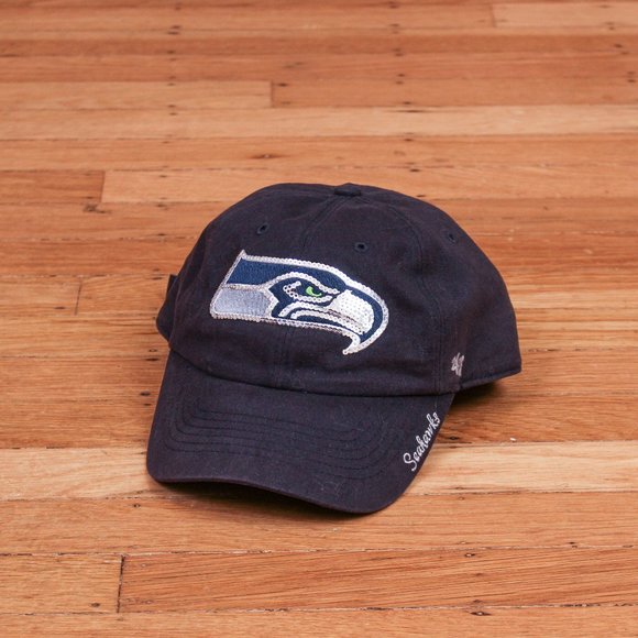 Seattle Seahawks 47 Brand Dark Blue Women's Hat with Embroidered Sequin Logo - Picture 2 of 9